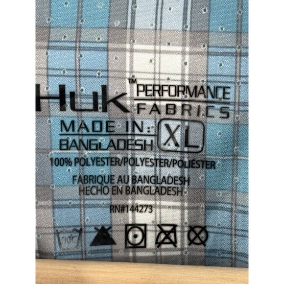 HUK Tide Point Woven Fishing Shirt Men’s XL Vented Blue Plaid Performance - Picture 3 of 15